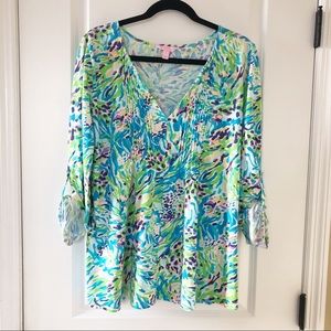 Lilly Pulitzer Braylen Tab Sleeve Tunic, L, VGUC